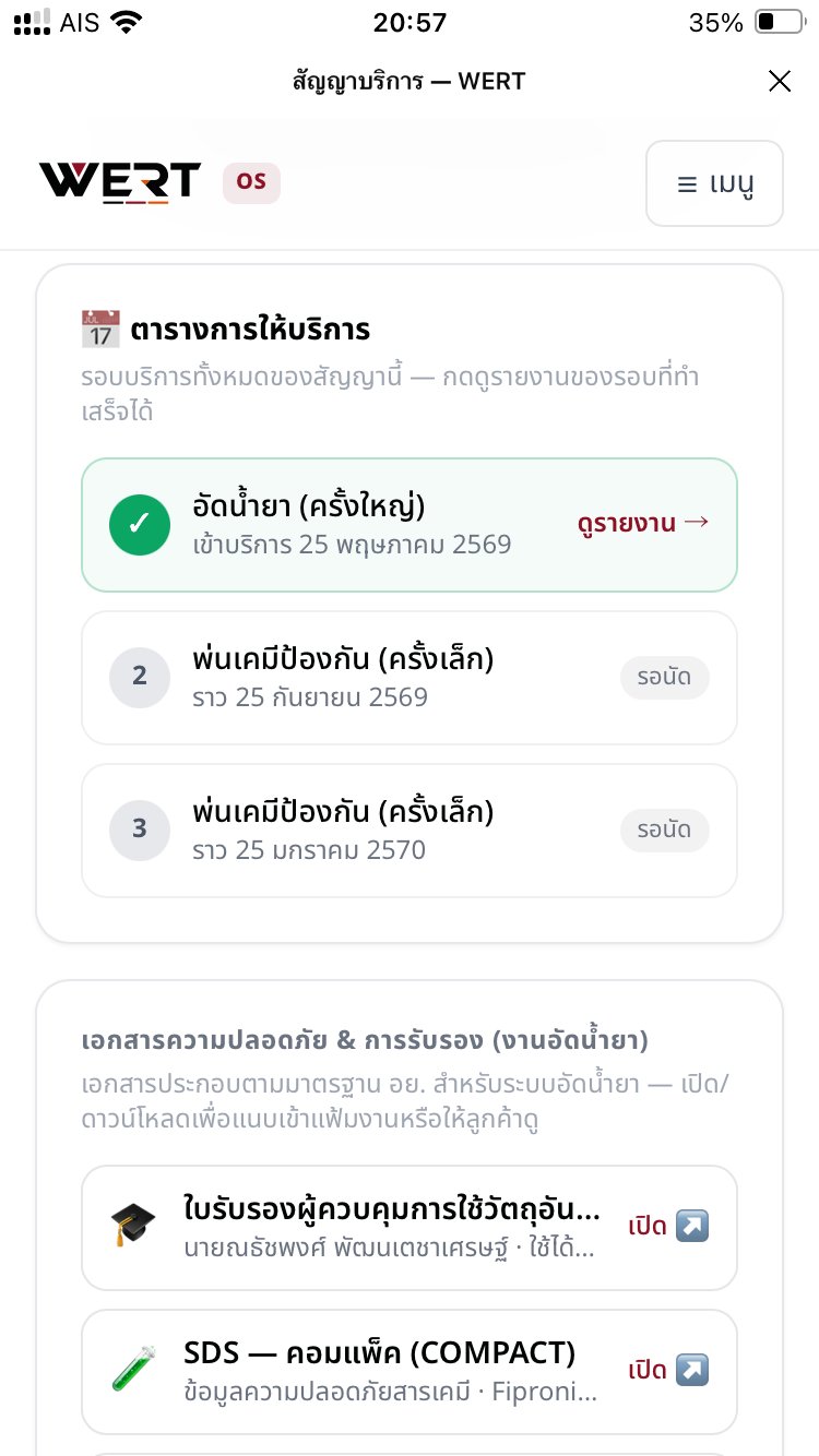 ภาพหน้างานที่ทีมช่างบันทึกไว้ในรายงานบริการของระบบสมาชิก WERT