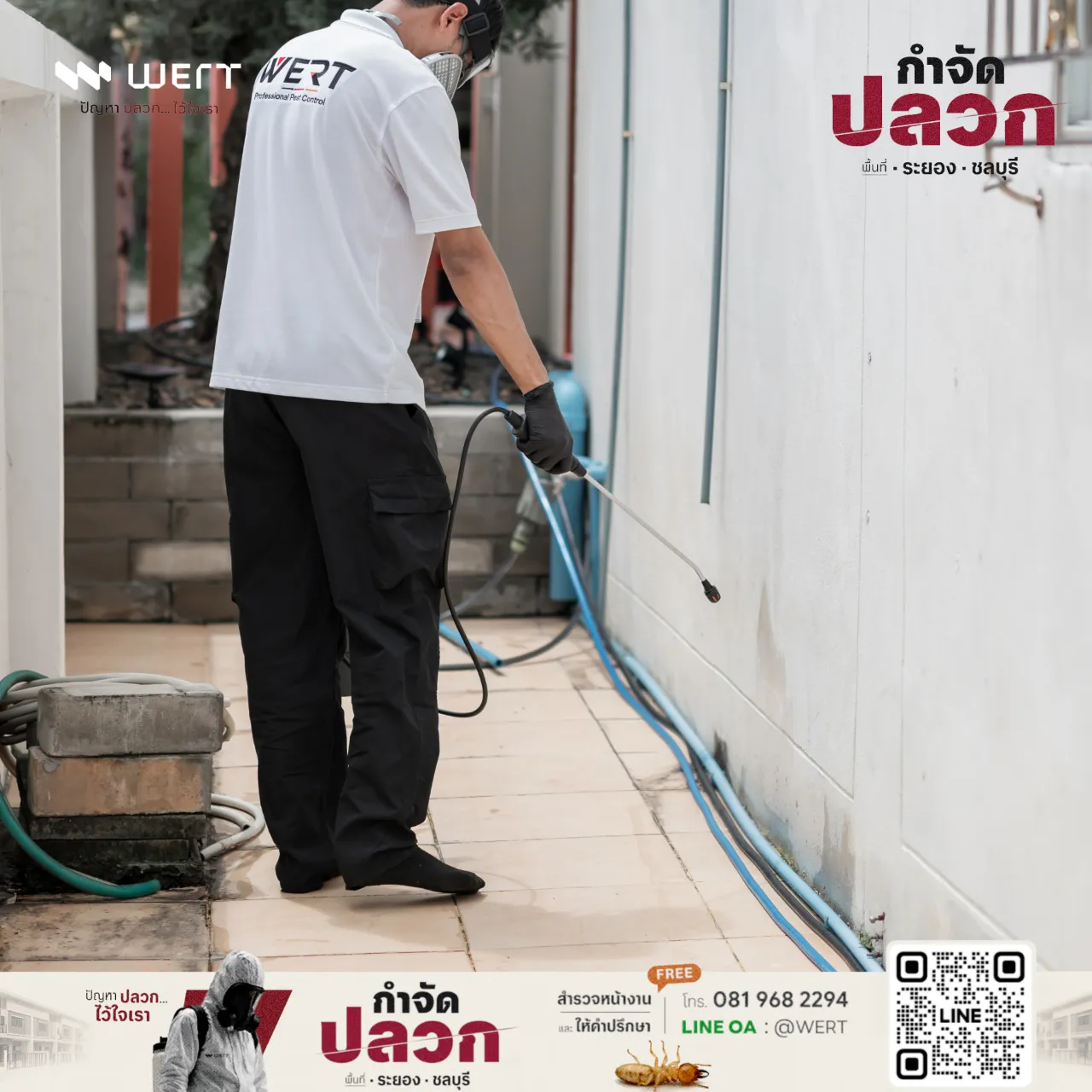 กำจัดปลวกระบบอัดน้ำยา อาคารพาณิชย์ อ.บ้านฉาง จ.ระยอง ฉีดสเปรย์กำจัดปลวกภายในบ้าน ครั้งที่ 1 รูปที่ 1